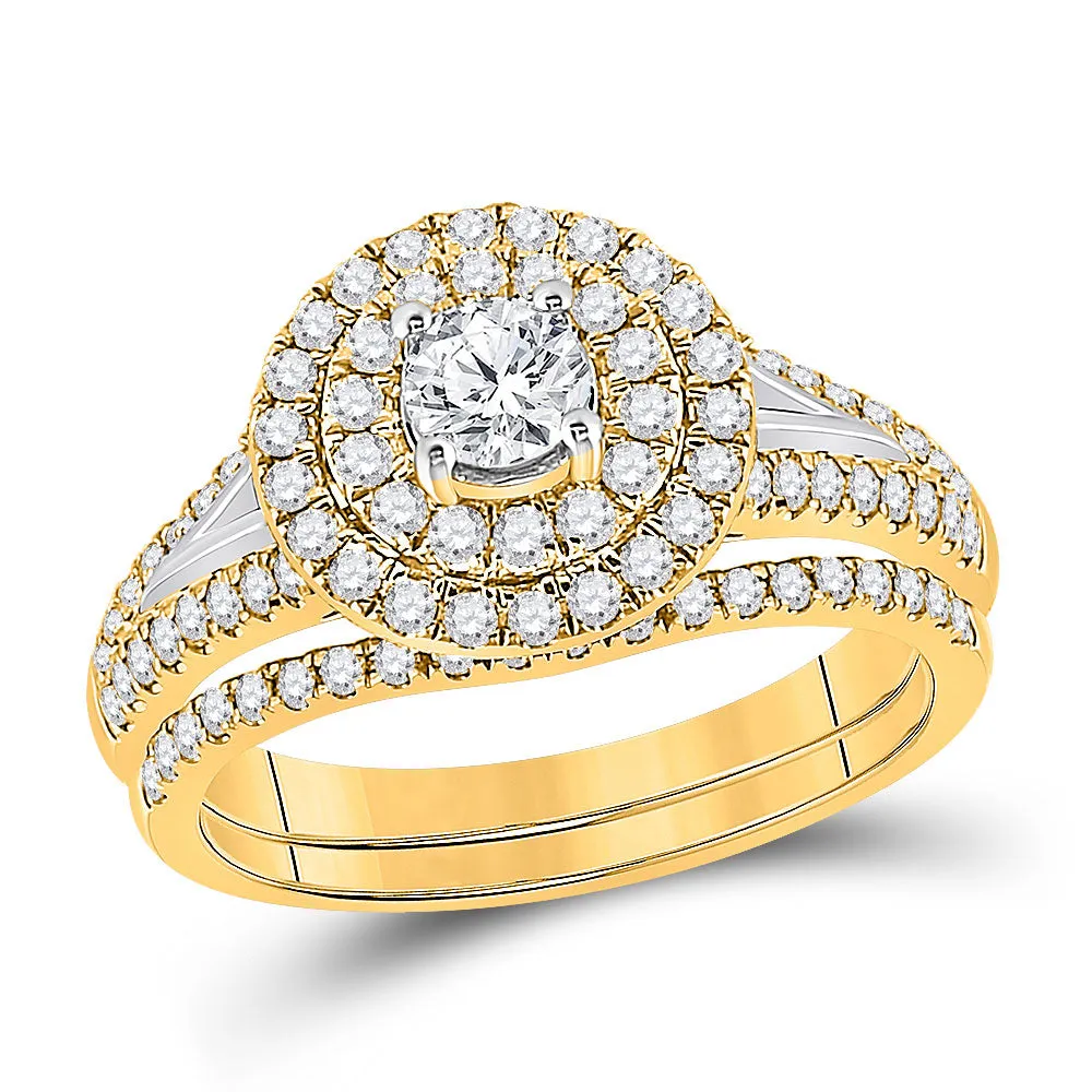 Keene Jewelers 14kt Yellow Gold Round Diamond Bridal Wedding Ring Band Set 1 Cttw