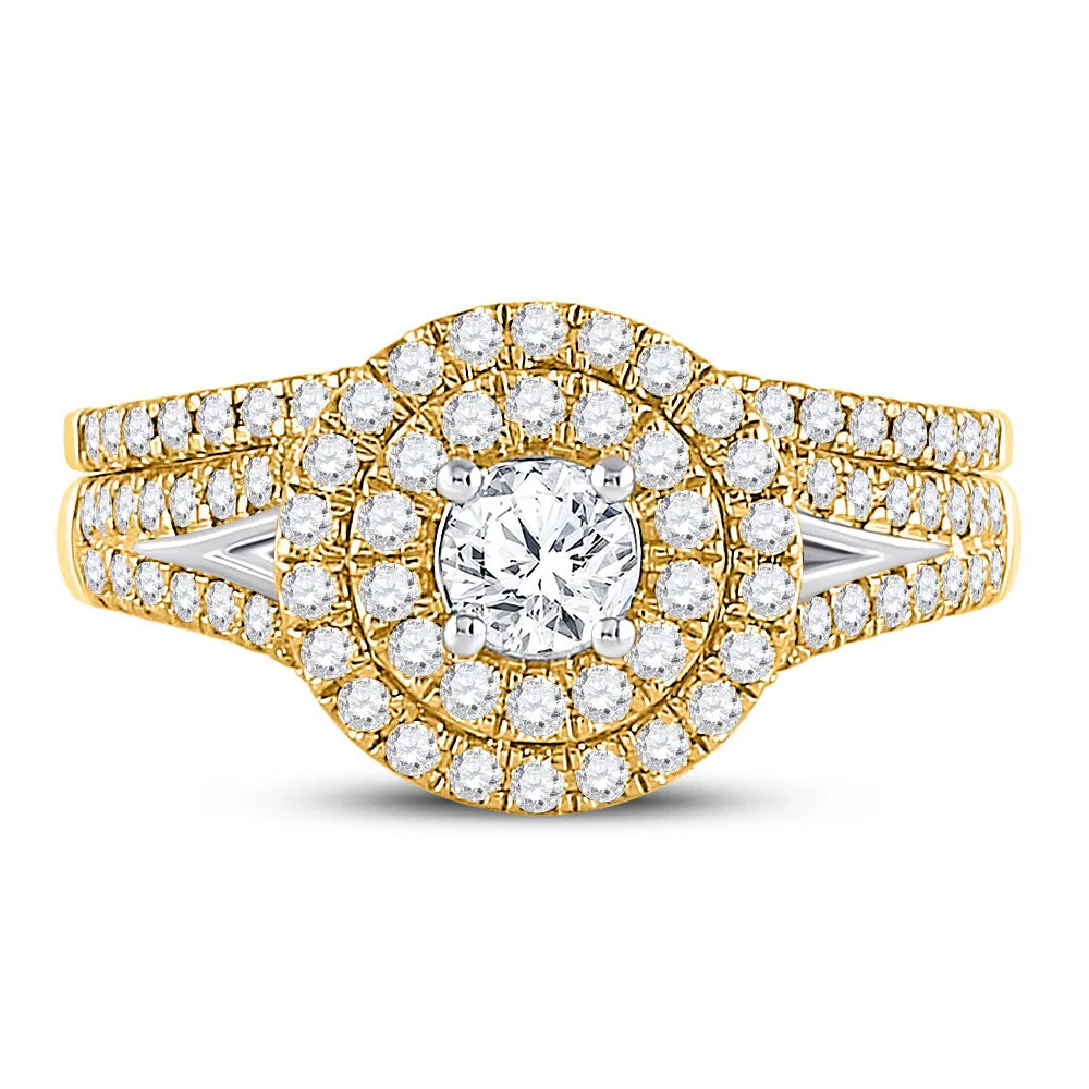 Keene Jewelers 14kt Yellow Gold Round Diamond Bridal Wedding Ring Band Set 1 Cttw