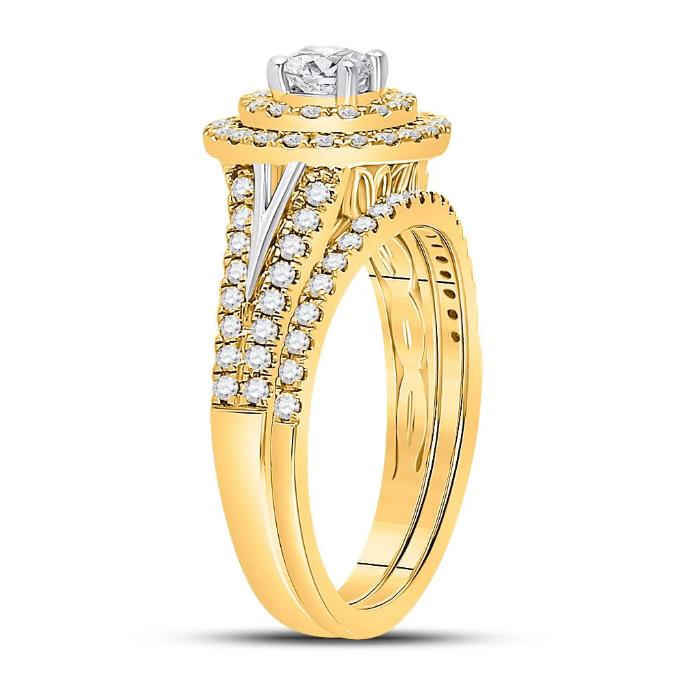 Keene Jewelers 14kt Yellow Gold Round Diamond Bridal Wedding Ring Band Set 1 Cttw