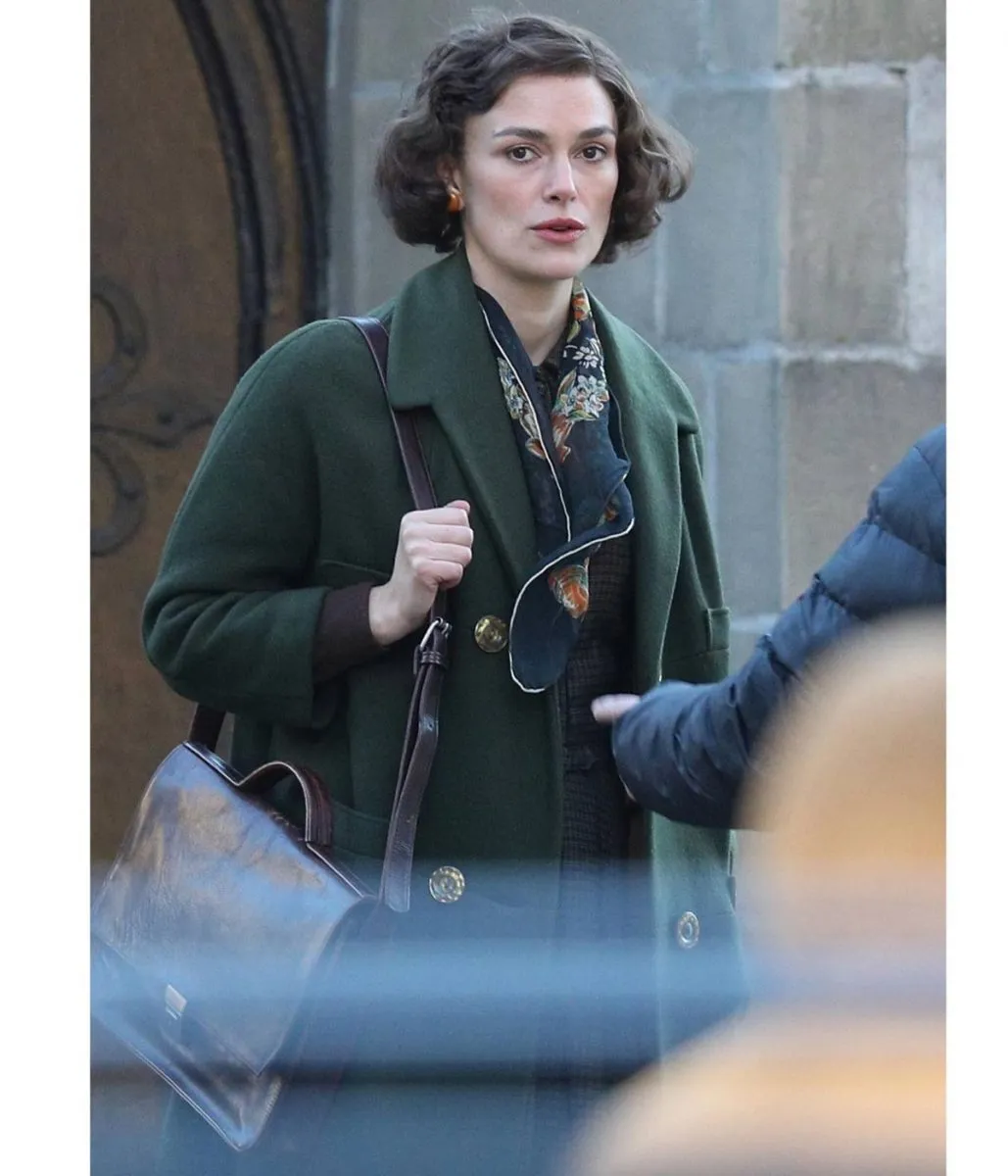 Keira Knightley Boston Strangler Green Wool Coat