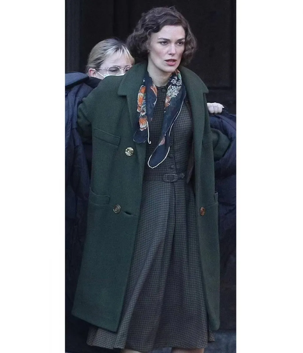 Keira Knightley Boston Strangler Green Wool Coat