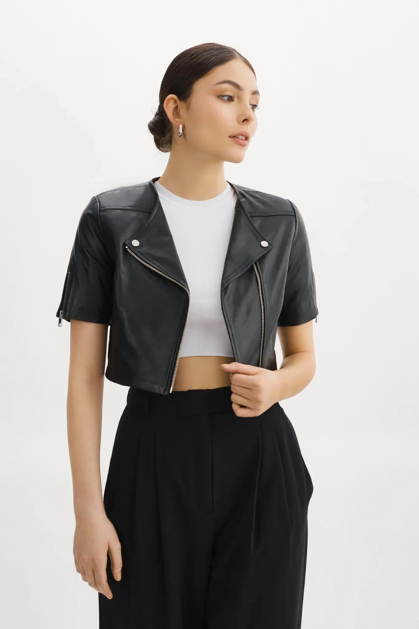 Kirsi Leather Crop Jacket