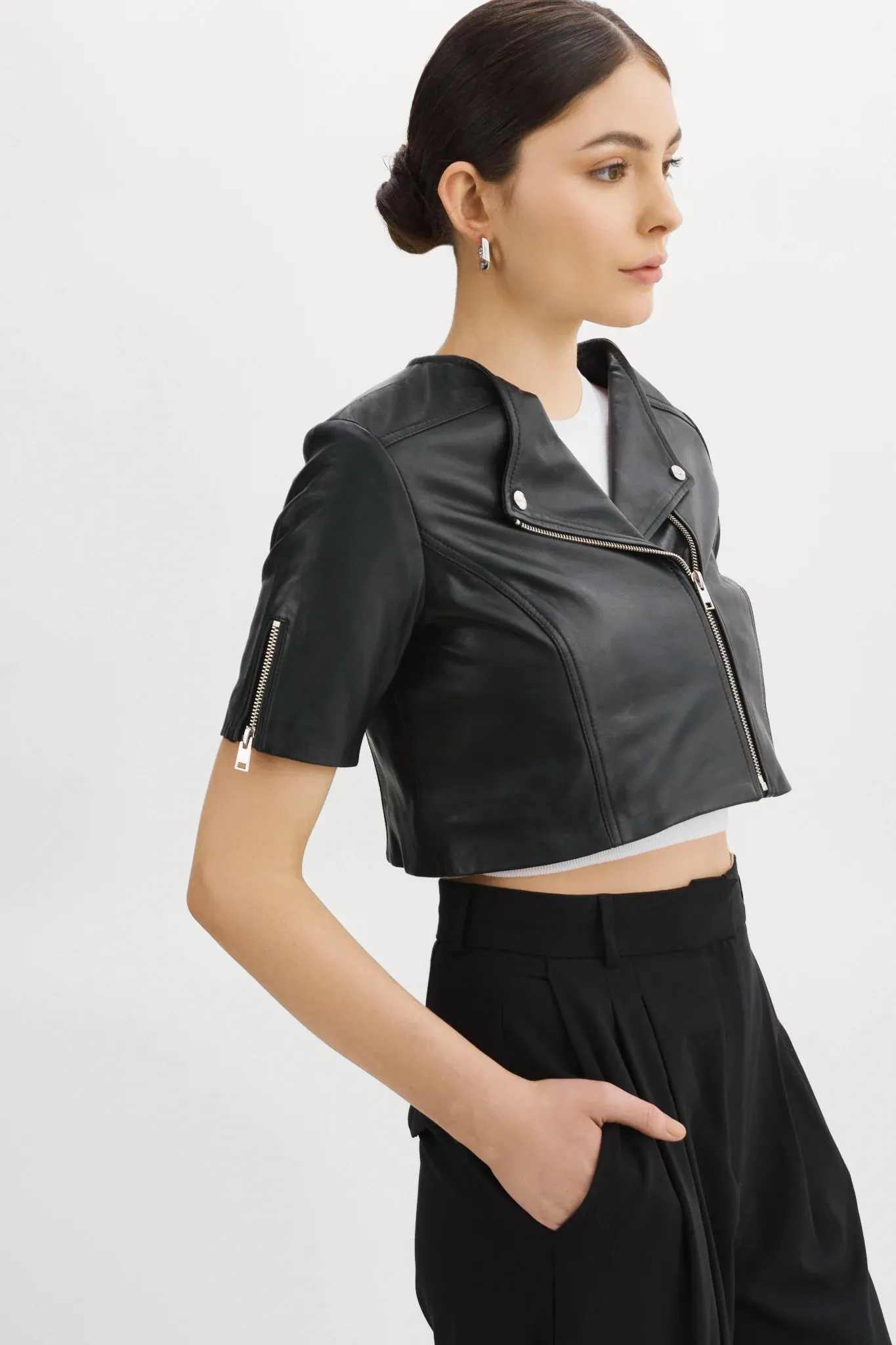 Kirsi Leather Crop Jacket