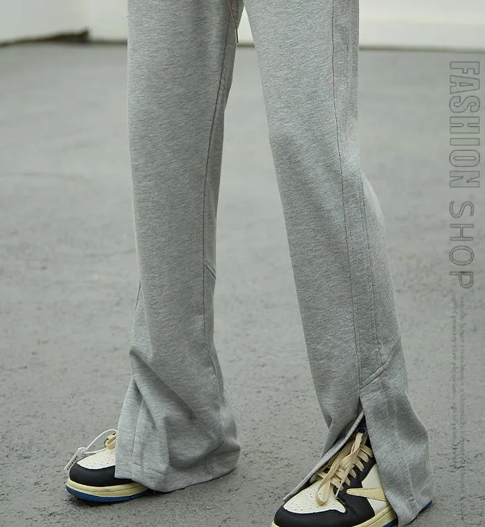 Korean Style Foot Slit Loose Straight Casual Fitness Trousers for Men