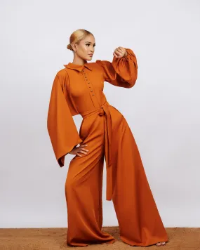 Kourtney Oversized Jumpsuit – Burnt Orange/Caramel