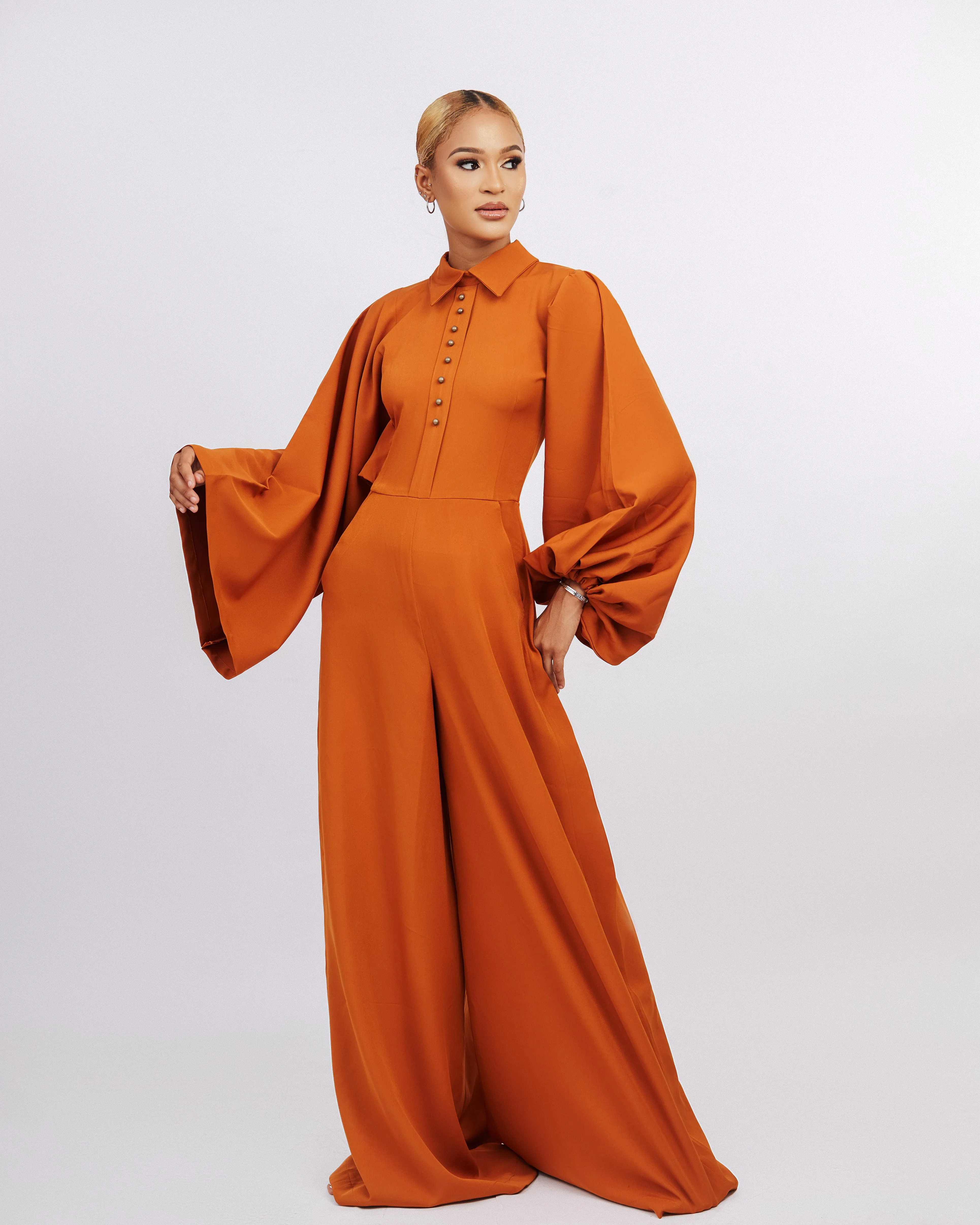 Kourtney Oversized Jumpsuit – Burnt Orange/Caramel