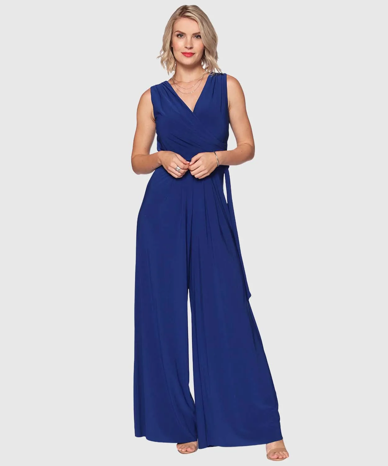 Last Tango Sleeveless Jumpsuit w/ Tie Waist