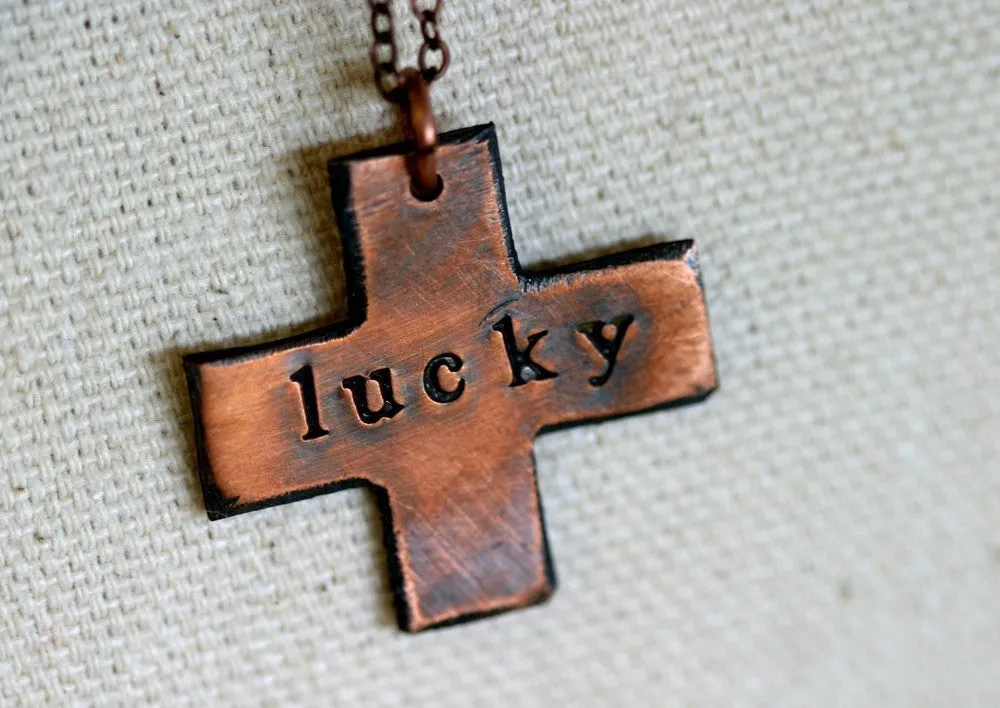 Lucky Copper Swiss Cross Necklace (S0183)