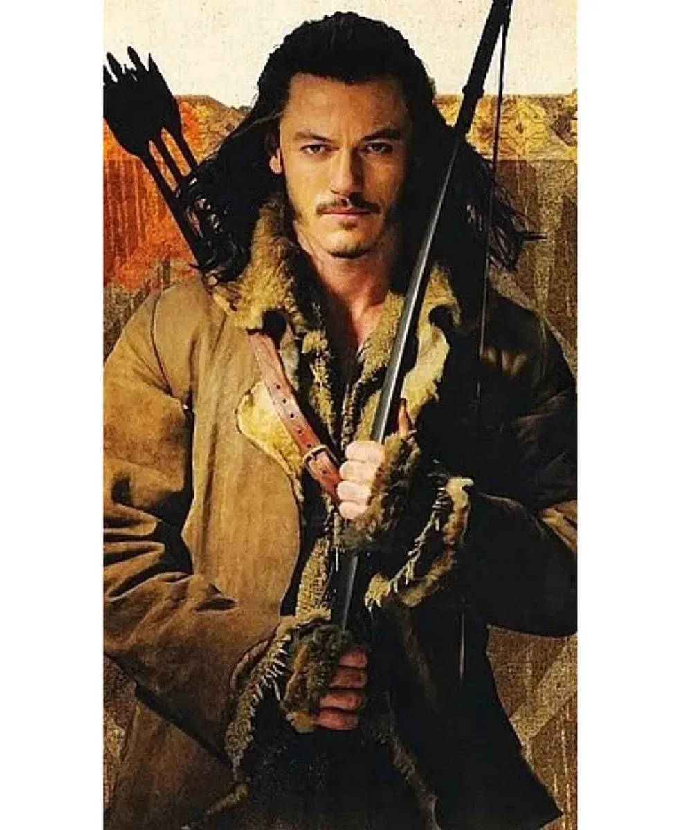 Luke Evans The Hobbit Shearling Leather Coat