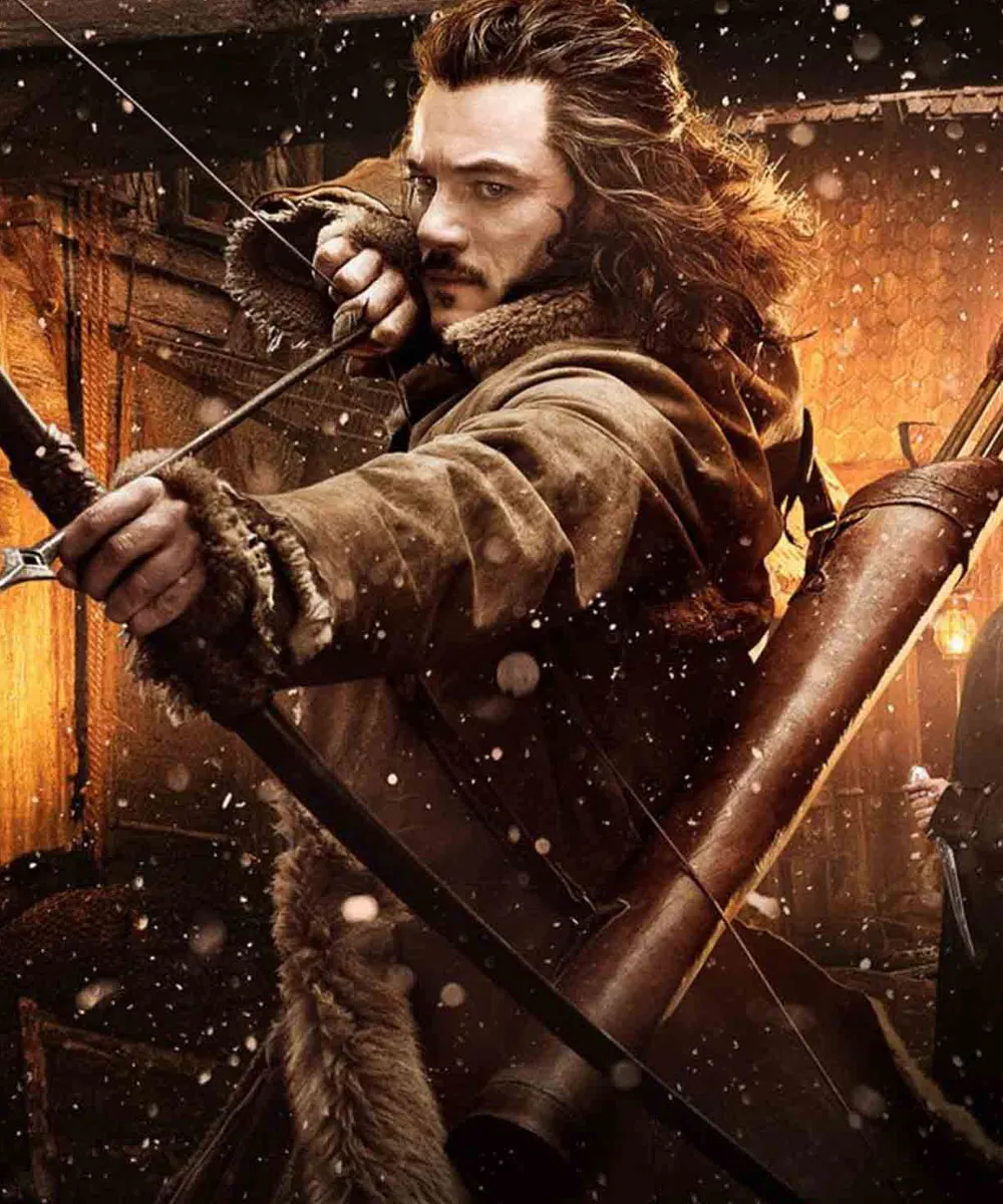 Luke Evans The Hobbit Shearling Leather Coat