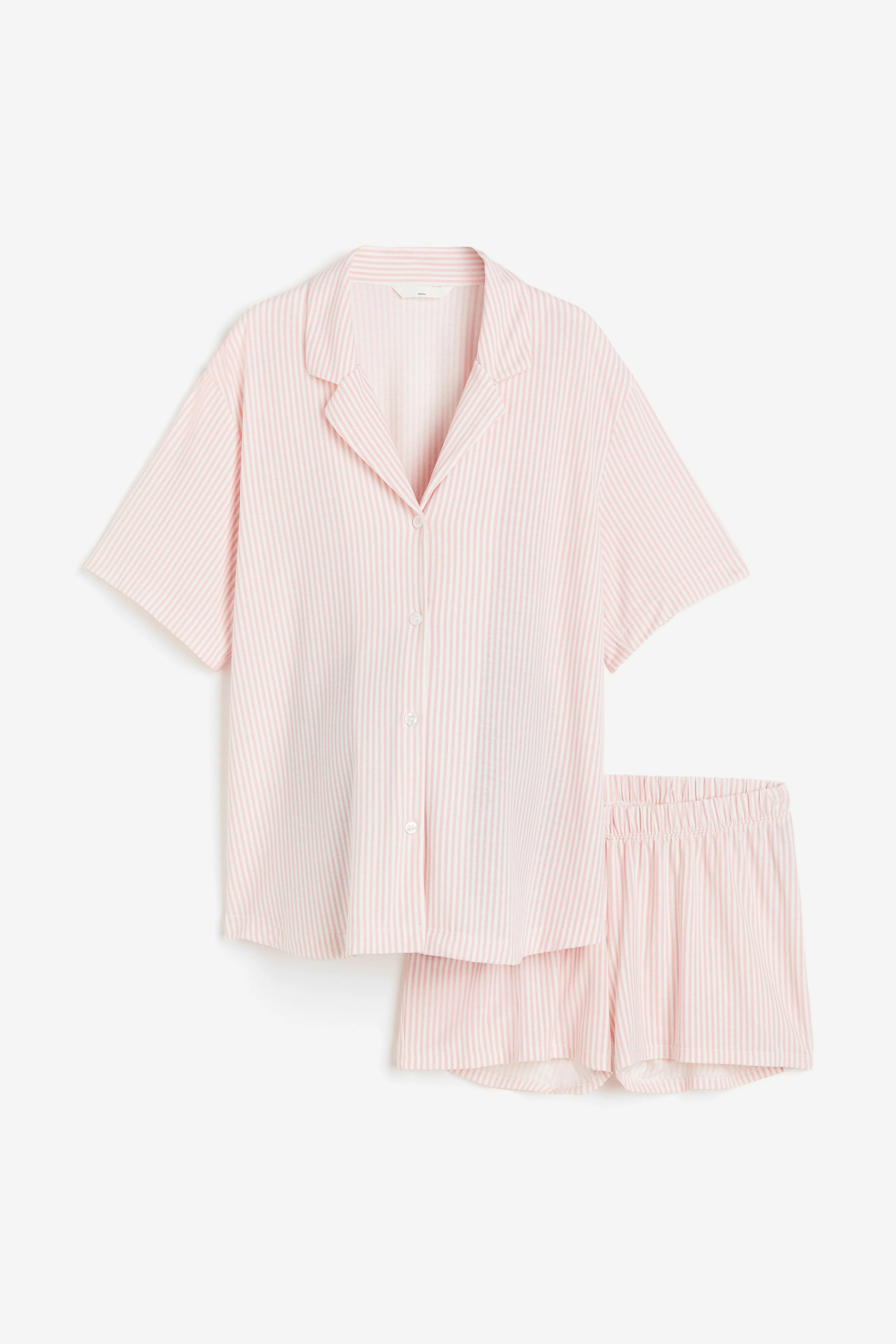 MAMA Before & After pyjamas - Regular waist - Short sleeve - Light pink/Striped - Ladies | H&M GB