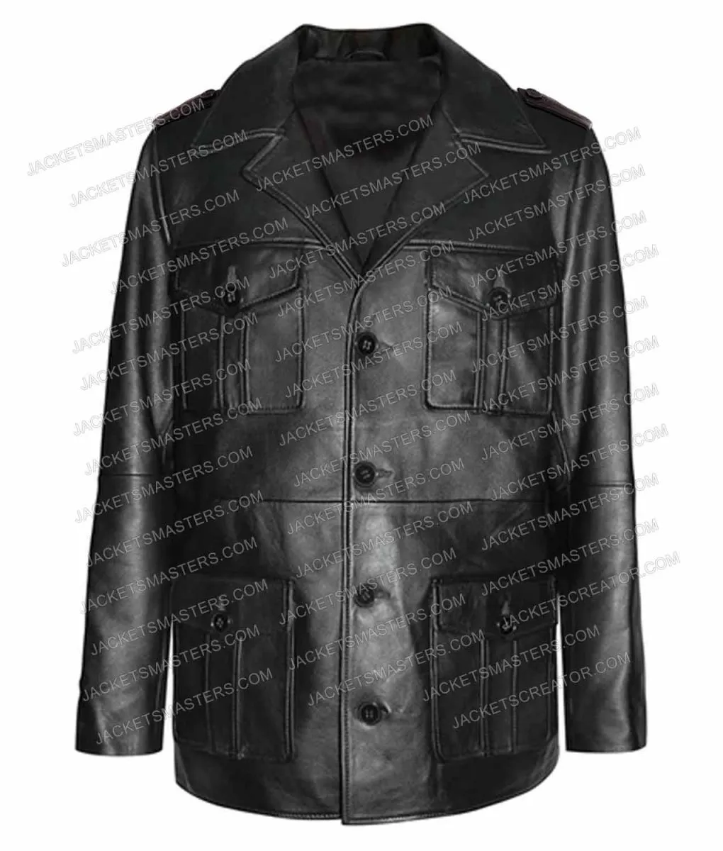 Maya Hawke Stranger Things Black Mid Length Leather Coat