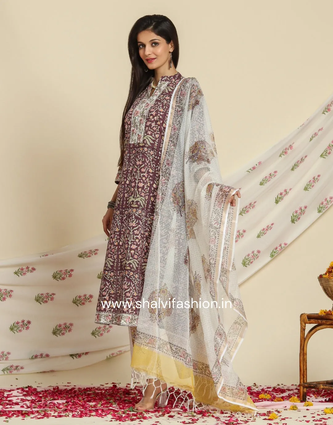 Meherab Print Cotton Suit Set with Kota Doria Dupatta (CSS74KD)