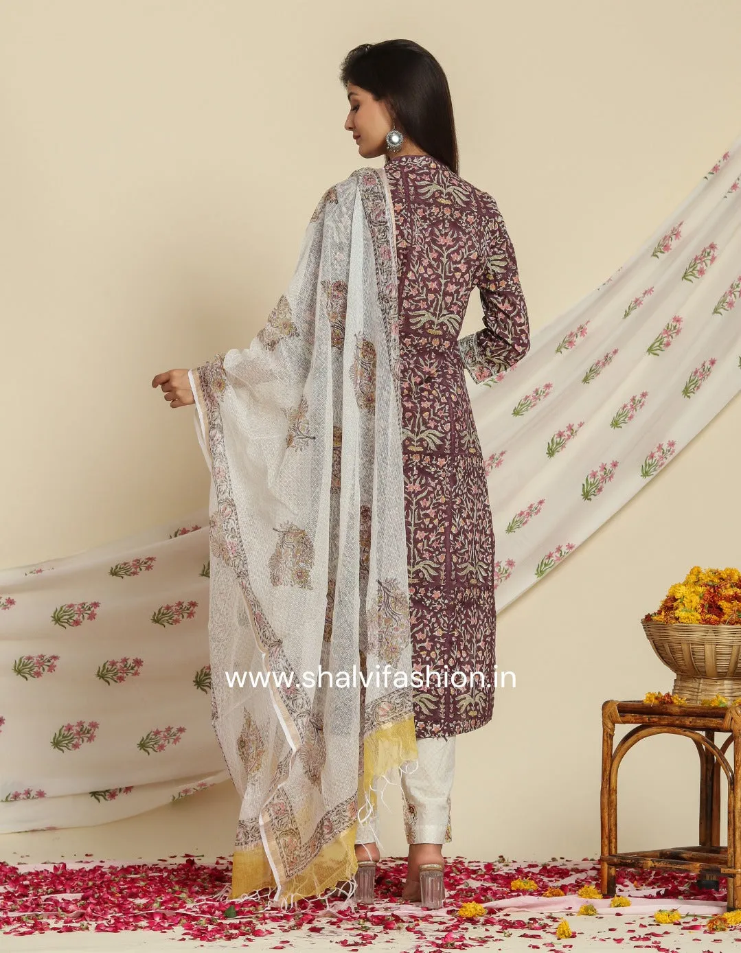 Meherab Print Cotton Suit Set with Kota Doria Dupatta (CSS74KD)