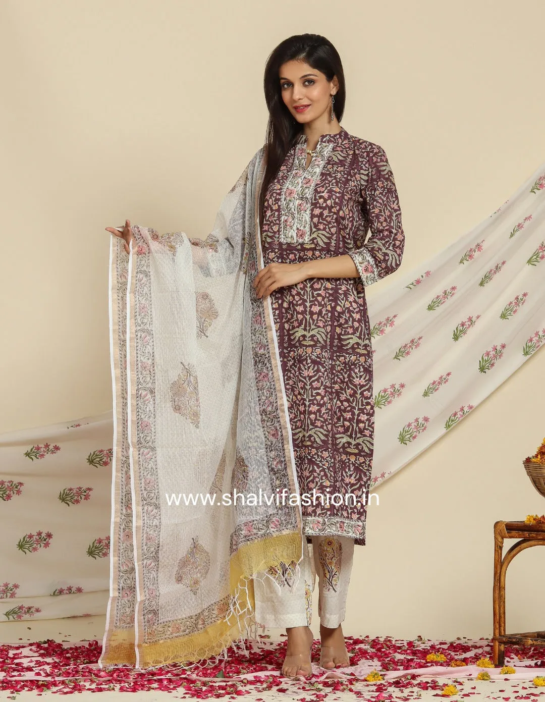 Meherab Print Cotton Suit Set with Kota Doria Dupatta (CSS74KD)