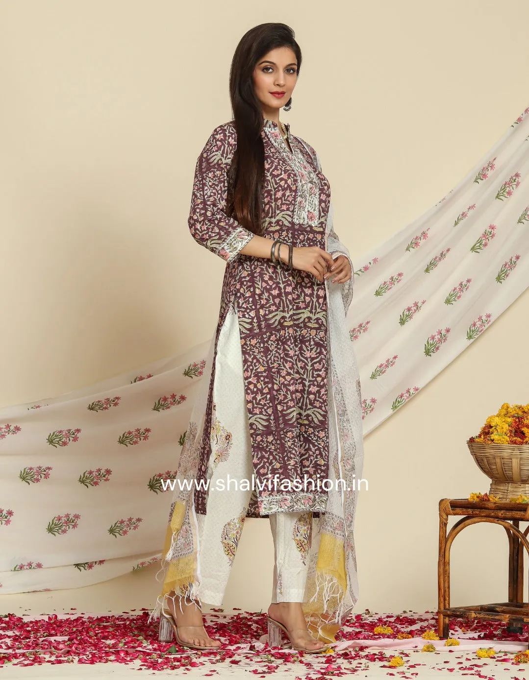 Meherab Print Cotton Suit Set with Kota Doria Dupatta (CSS74KD)