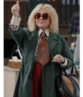 Melissa Mccarthy God’s Favorite Idiot Double Breasted Green Coat