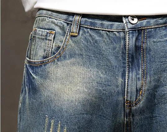 Men's Casual Denim Retro Style Washed Loose Fit Straight Jeans Pants