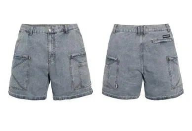 Men's Denim Casual Knee Length Solid Pattern Cargo Short Pants