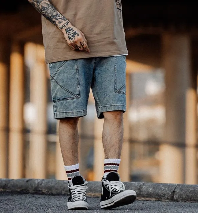 Men's Denim Casual Knee Length Solid Pattern Cargo Short Pants