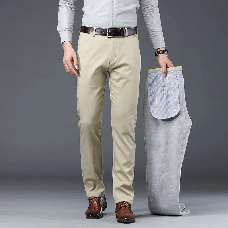 Men's Mid-Waist Full-Length Straight Regular Fit Business Casual Pants