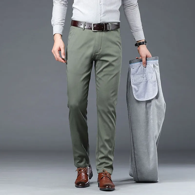 Men's Mid-Waist Full-Length Straight Regular Fit Business Casual Pants