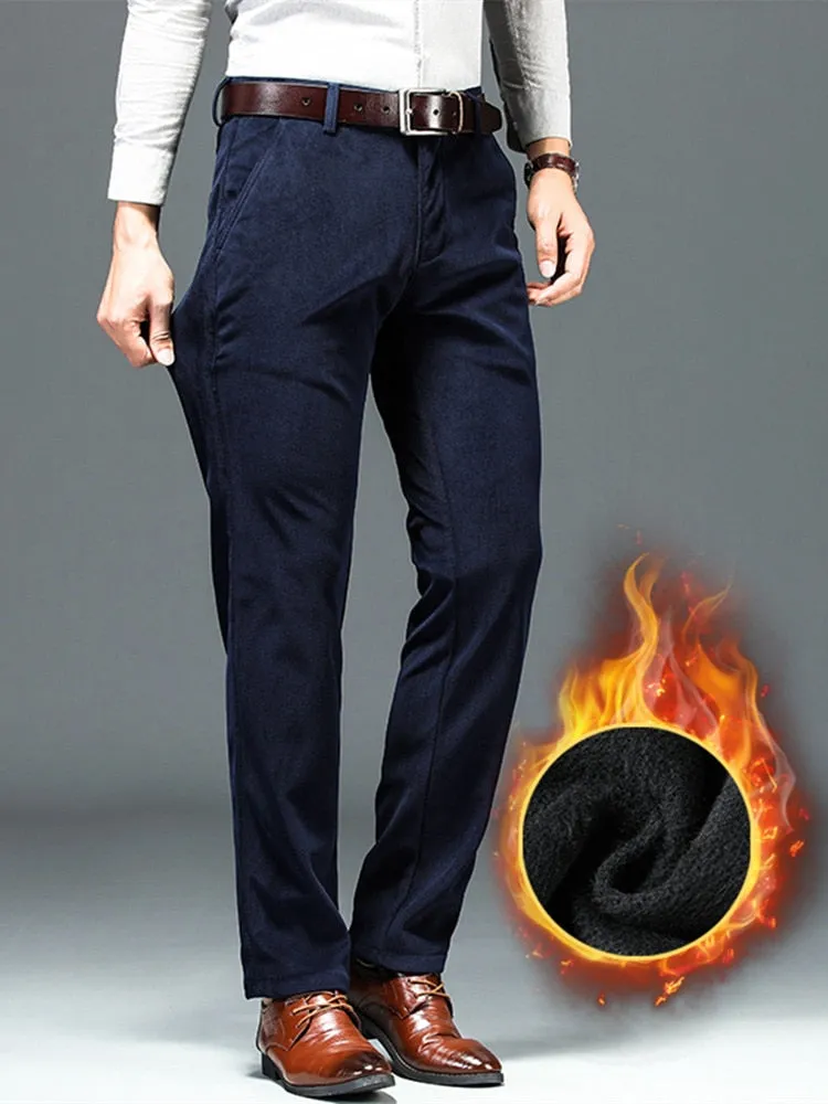 Men's Mid-Waist Full-Length Straight Regular Fit Business Casual Pants