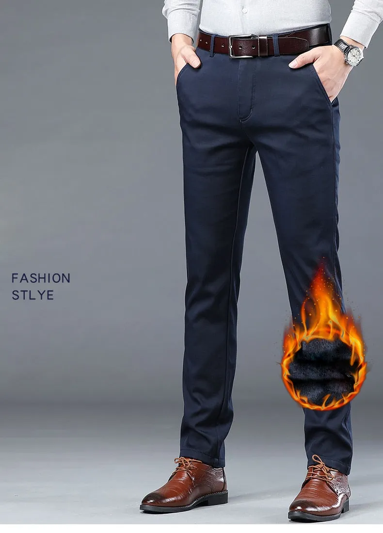 Men's Mid-Waist Full-Length Straight Regular Fit Business Casual Pants