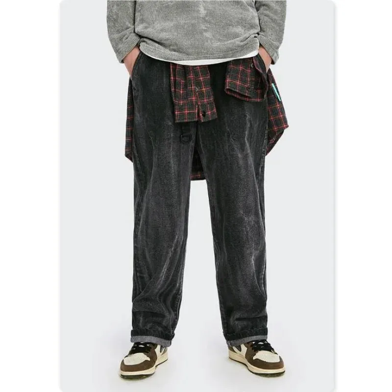 Men's Winter Autumn Fashion Loose Fit Casual Denim Straight-Leg Pants