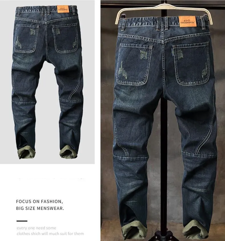 Men's Winter Leisure Solid Mid-Waist Distressed Denim Skinny Pants