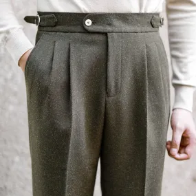 Men's Winter Polyester High Waist Straight Leg Business Casual Pants