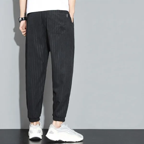 Men's Lightweight Quick-Dry Striped Drawstring Pants for Summer