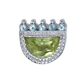 Milgrain Rhea Threaded End in Gold with Peridot & Swiss Blue Topaz