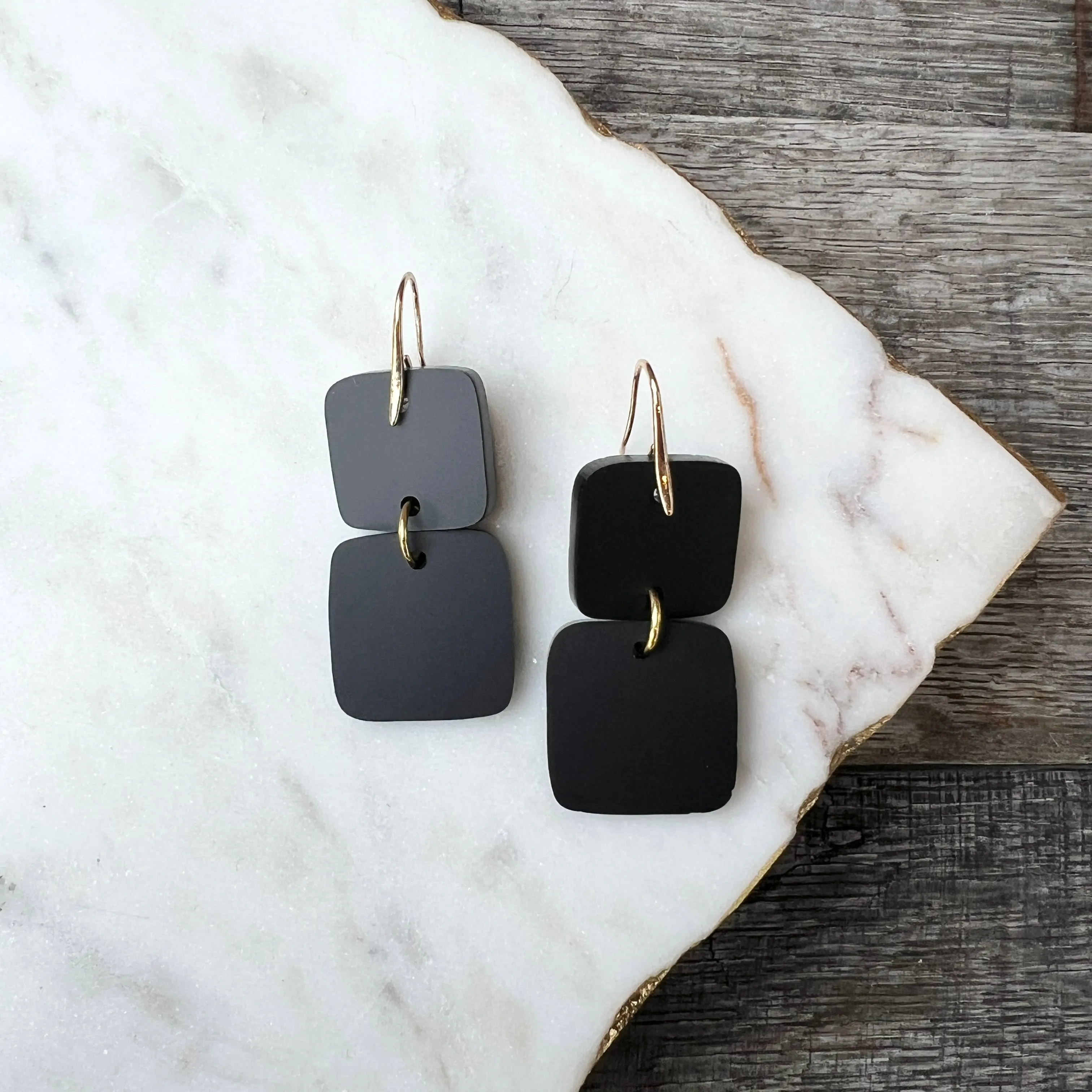 Mini Stacks - Matte Black - Acrylic Earrings