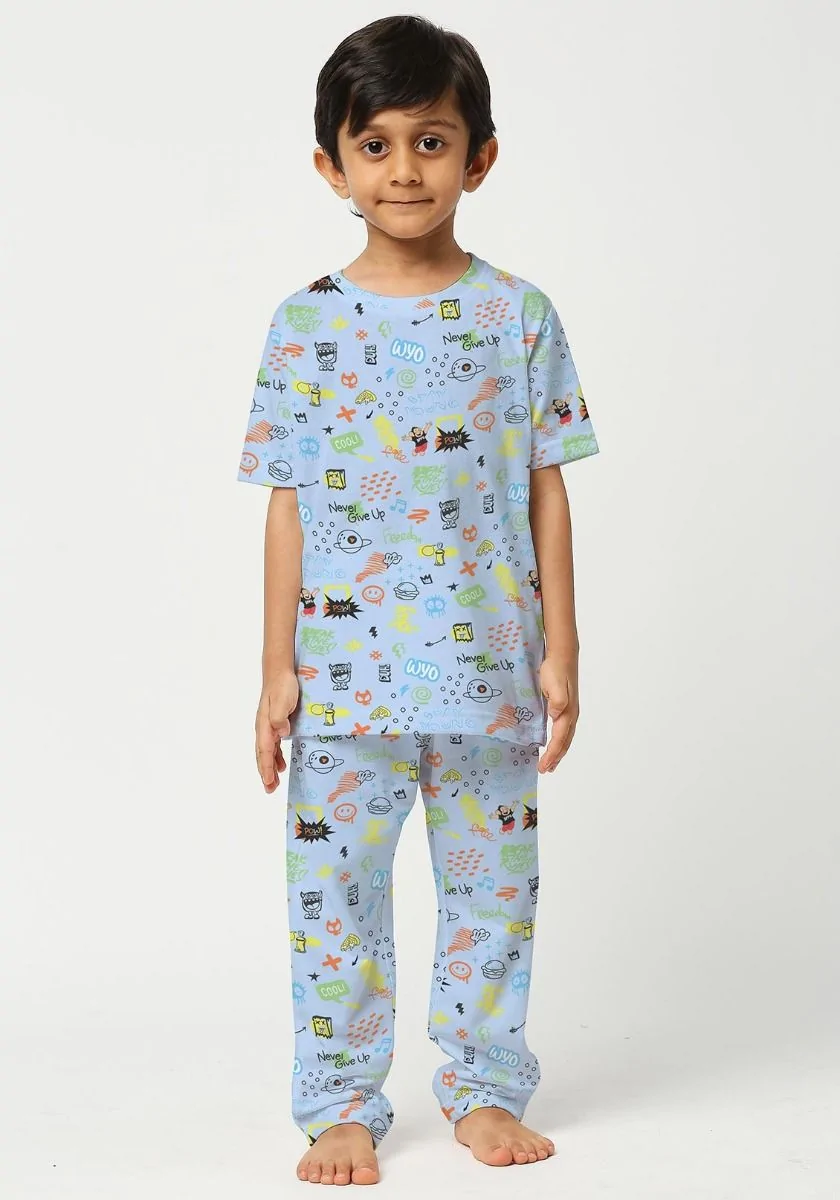 Never Give Up Doodle Kids Night Suit