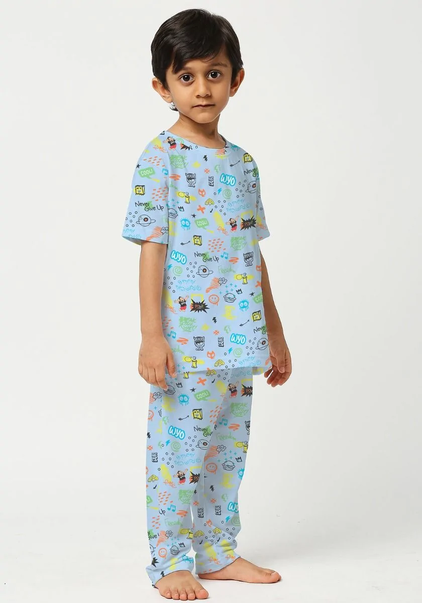 Never Give Up Doodle Kids Night Suit