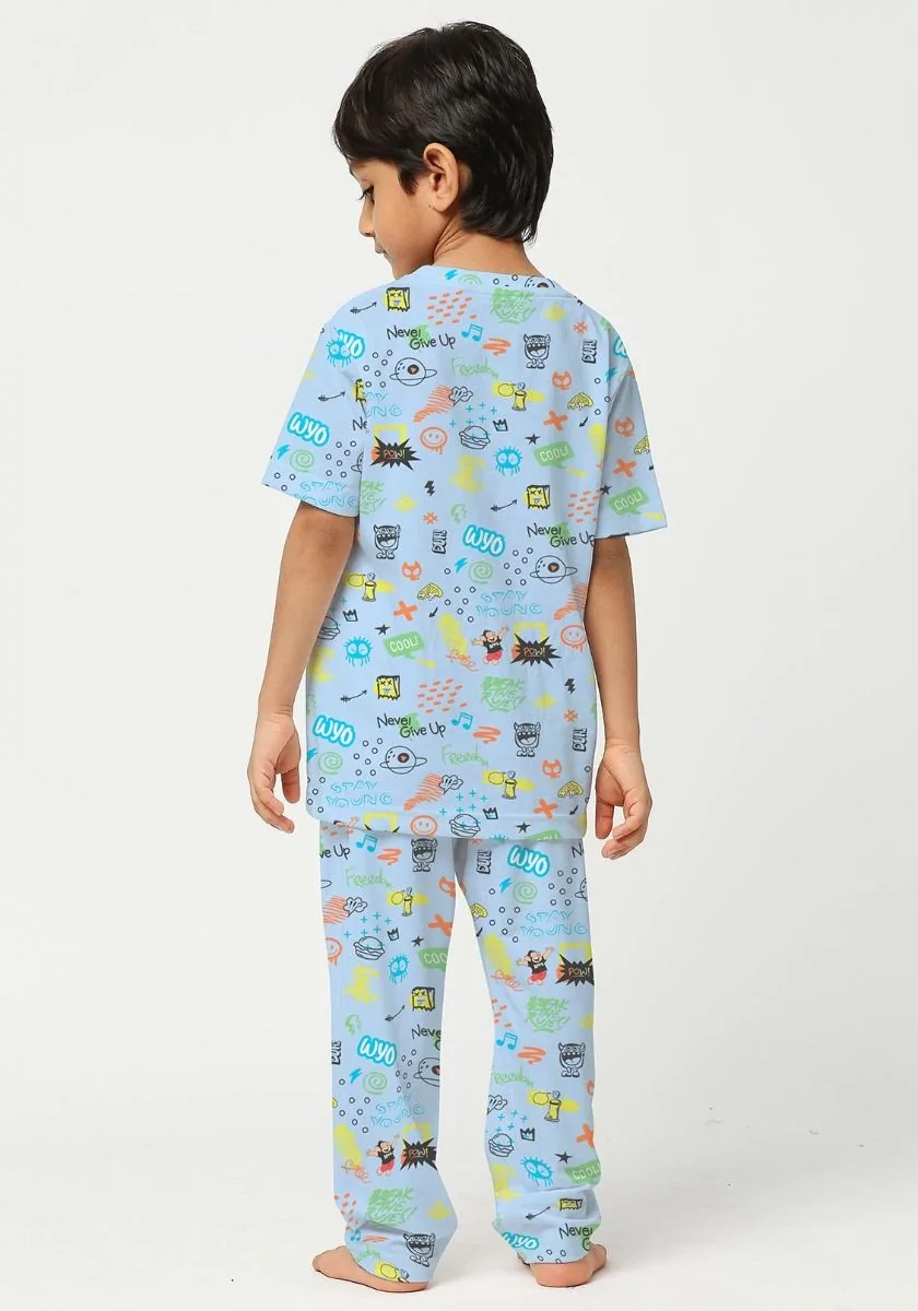 Never Give Up Doodle Kids Night Suit