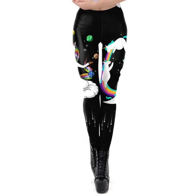 New Arrival Unicorn Leggings Women Workout Leggins Cartoon Printing Cute Fitness Pants Female Legins Plus Size