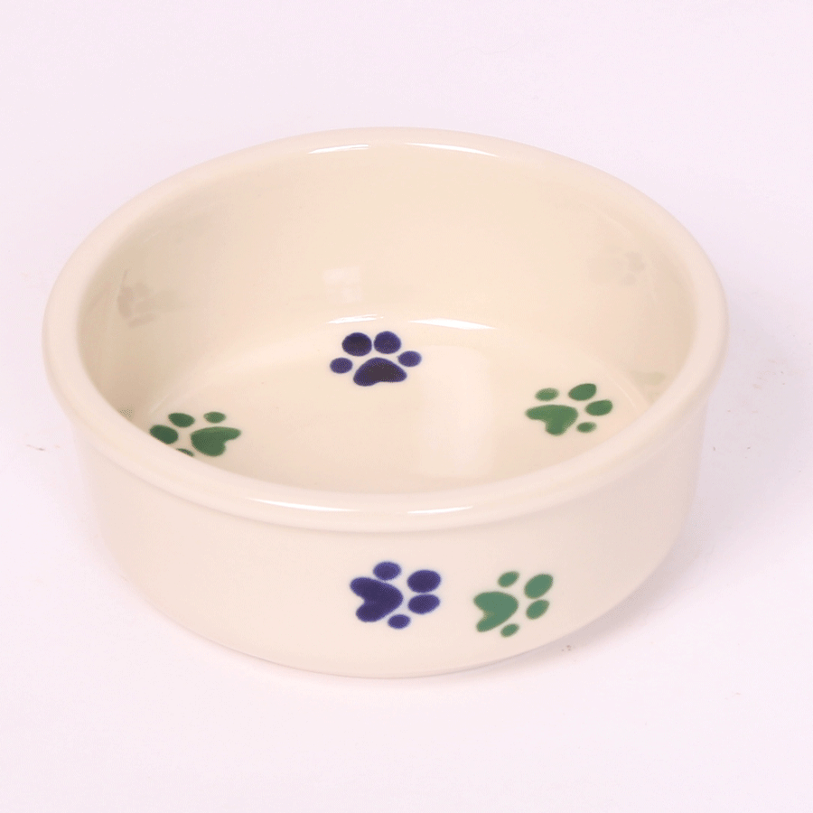 NEW! ROUND PRINTS SMALL COOL PET DISH SET by Emerson Creek Pottery Made in USA Set, Small Pet2734