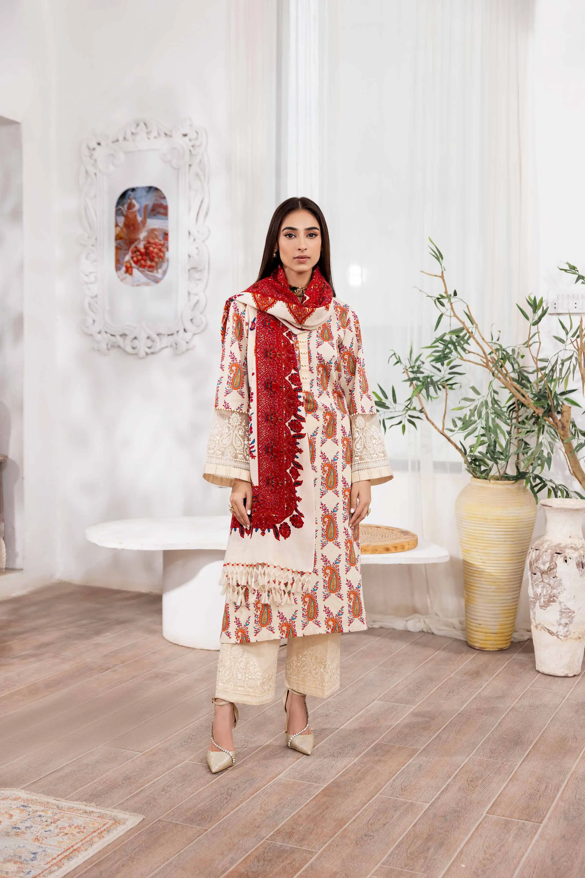 Nishat With You Unstitched Embroidered Khaddar 3Pc Suit - 42303011