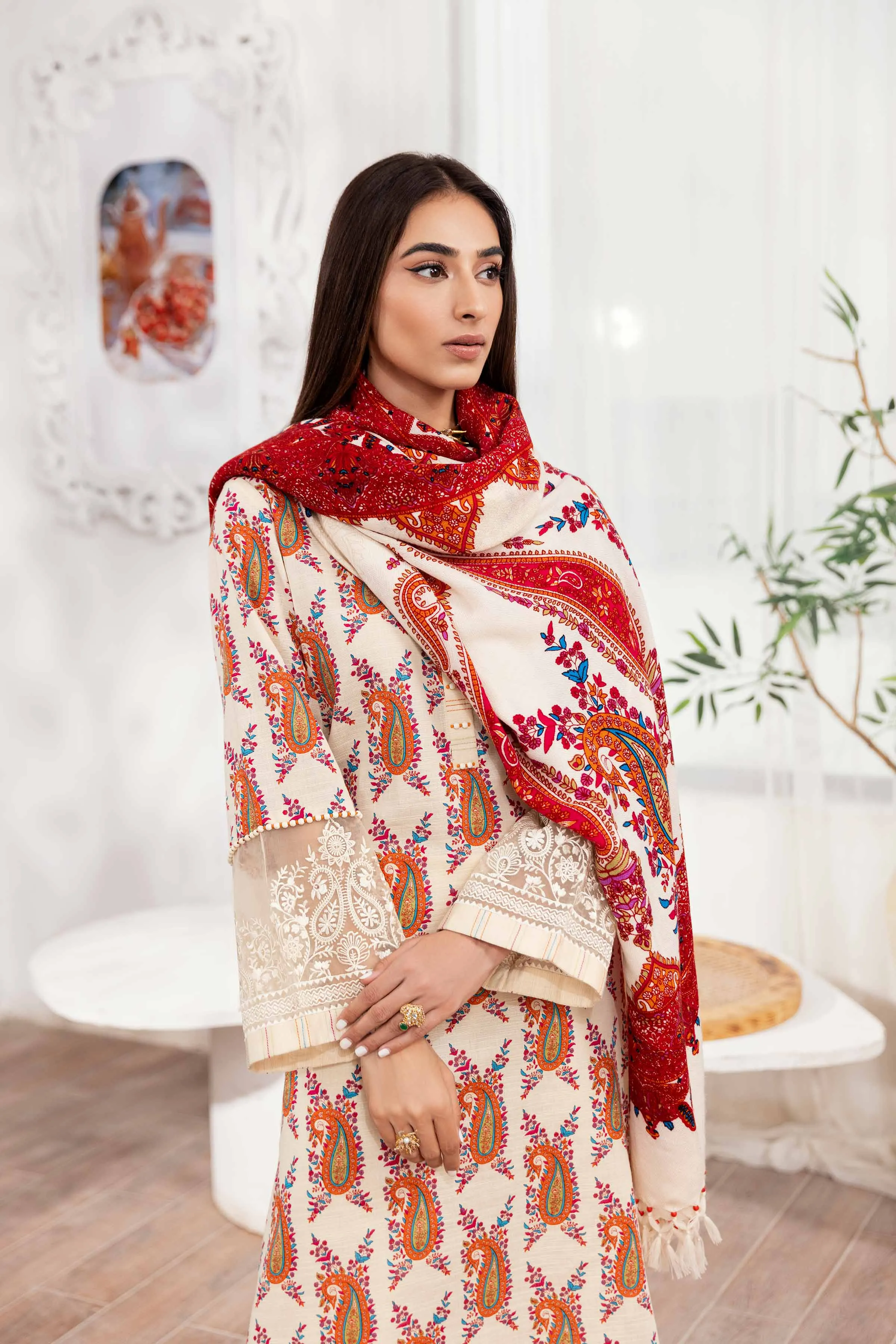 Nishat With You Unstitched Embroidered Khaddar 3Pc Suit - 42303011