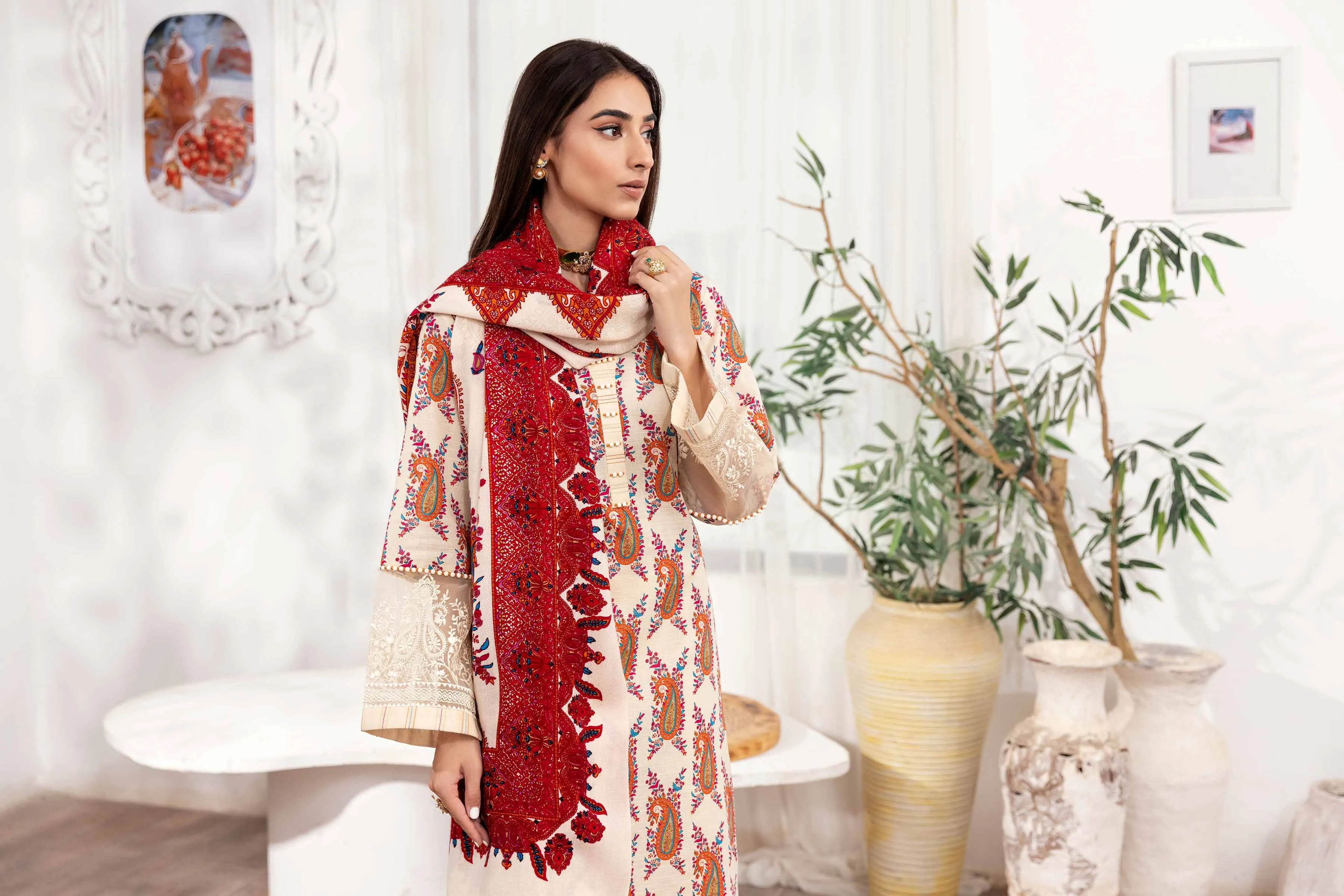 Nishat With You Unstitched Embroidered Khaddar 3Pc Suit - 42303011