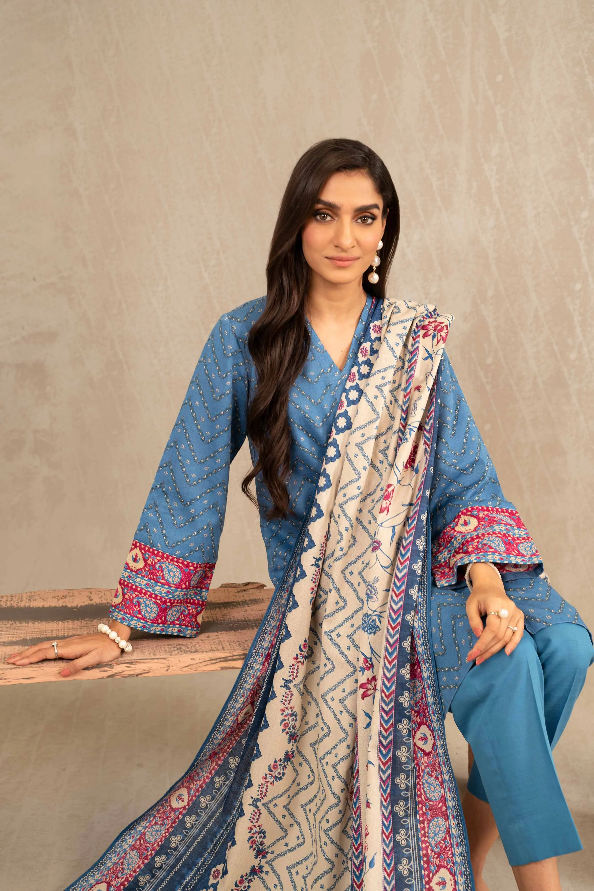 Nishat With You Unstitched Printed Khaddar 3Pc Suit - 42303227