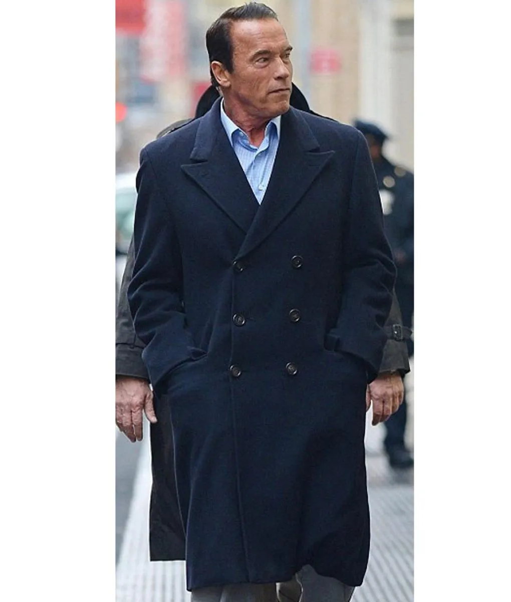 NY City Arnold Schwarzenegger Navy Trench Coat