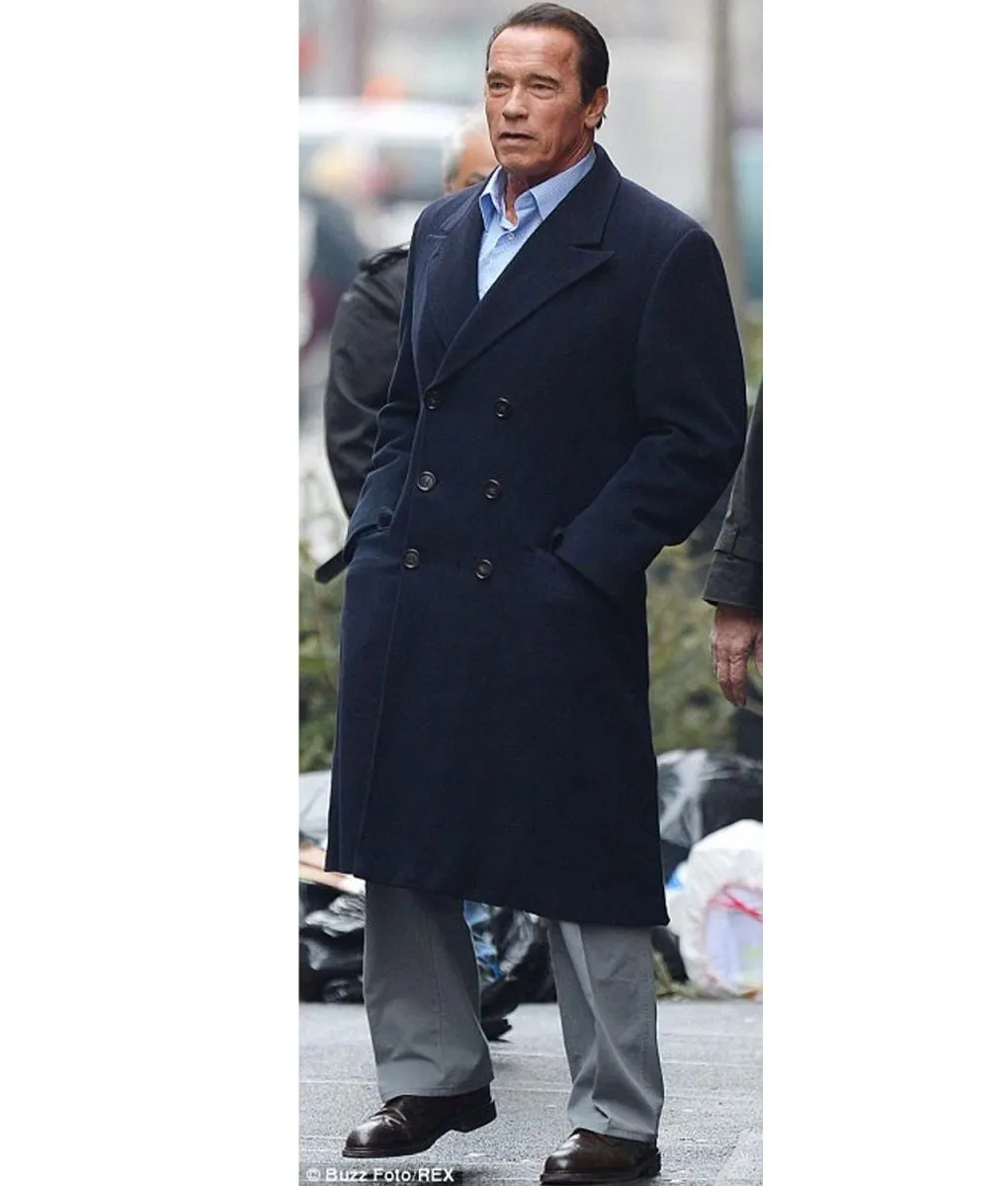 NY City Arnold Schwarzenegger Navy Trench Coat