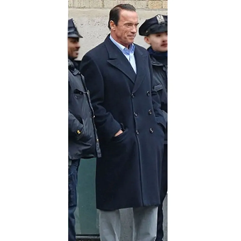 NY City Arnold Schwarzenegger Navy Trench Coat