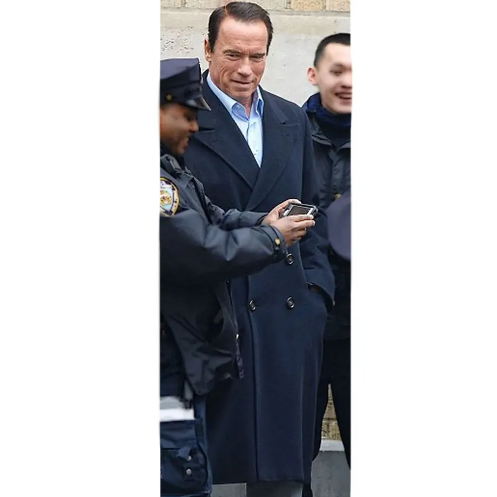 NY City Arnold Schwarzenegger Navy Trench Coat