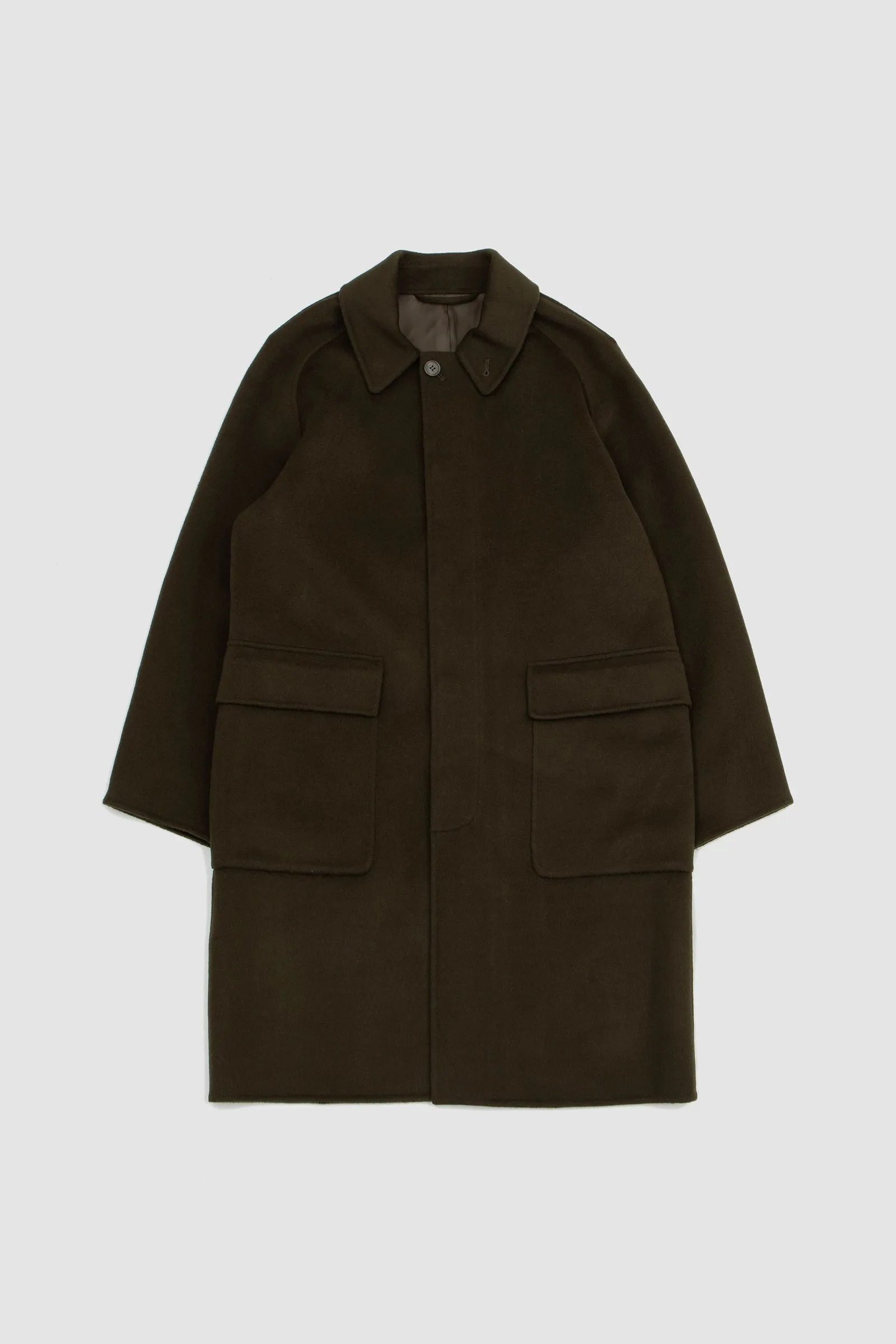 Officine Generale Briac It. Double Splittable Wool Coat Lichene