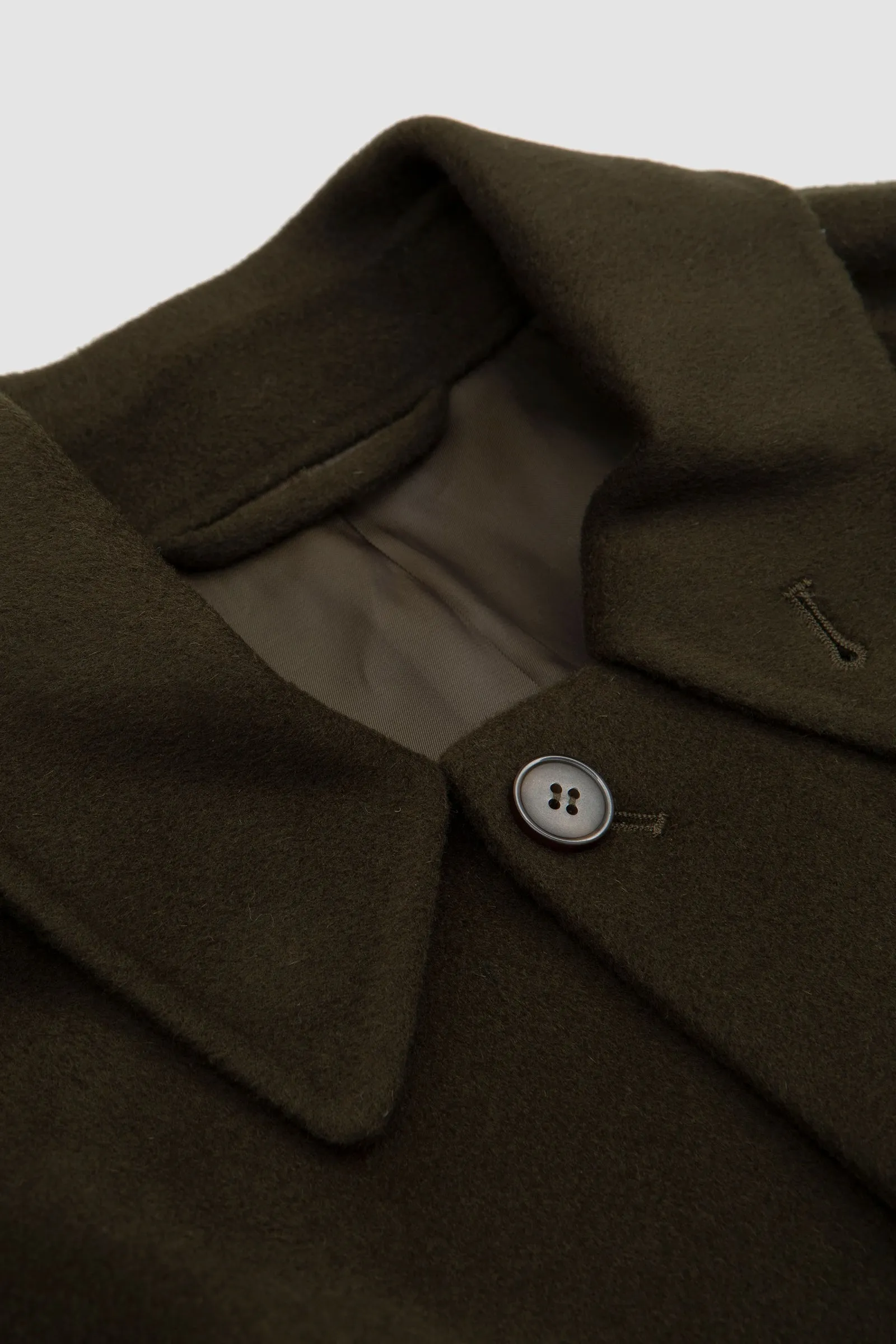 Officine Generale Briac It. Double Splittable Wool Coat Lichene