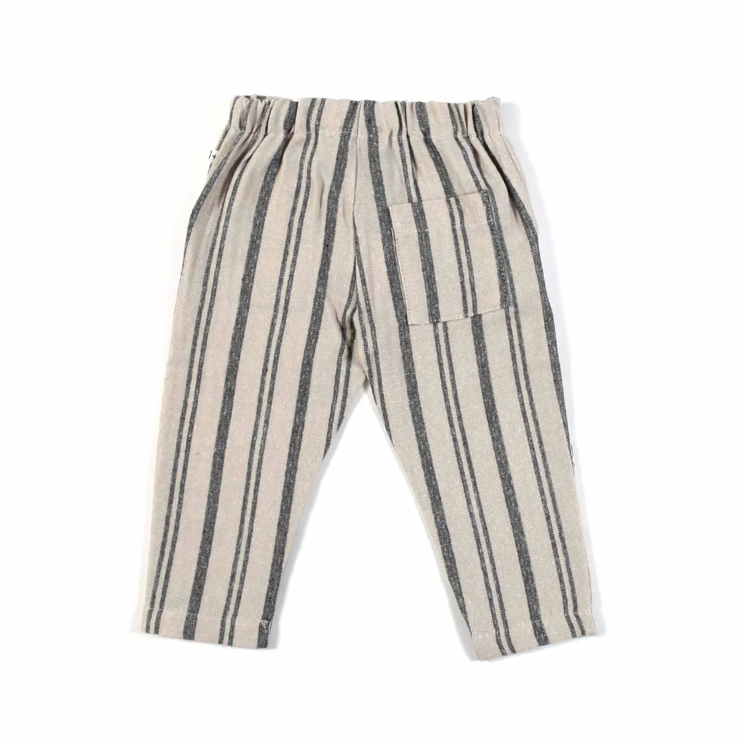 One More In The Family Blue And Beige Striped Joshua Pants For Baby Boys